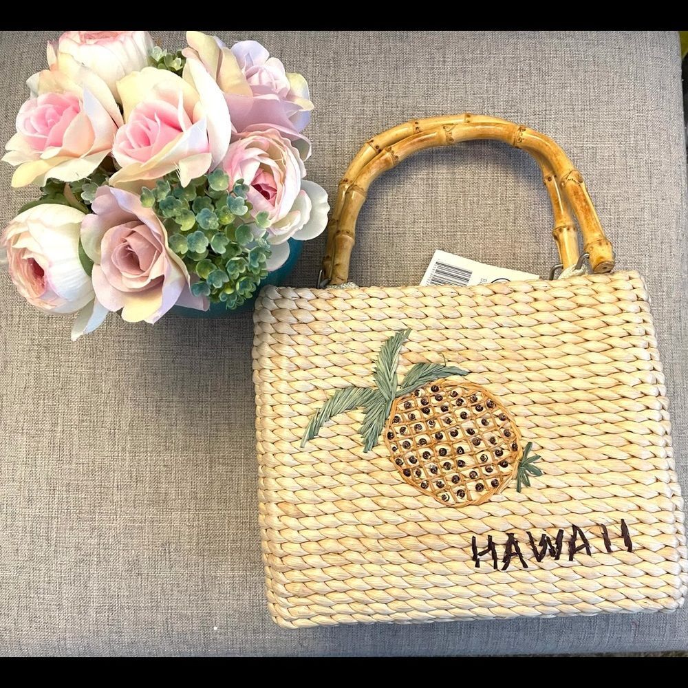 Hawaii straw bag with zipper